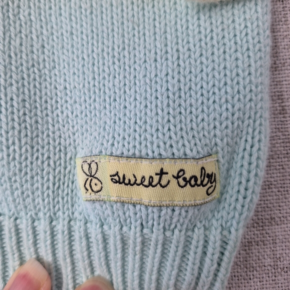 Y2K Vtg 2003 Carter’s Baby Giraffe Knit Sweater Cotton Pastel 0-3M - Picture 5 of 11
